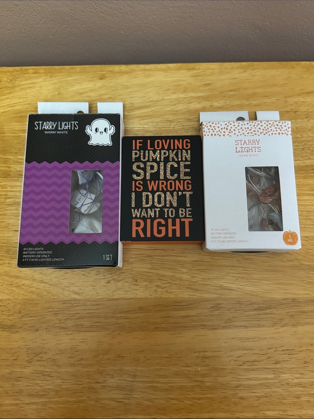 Cute Halloween Decor Bundle - Starry Lights & Pumpkin Spice Sign